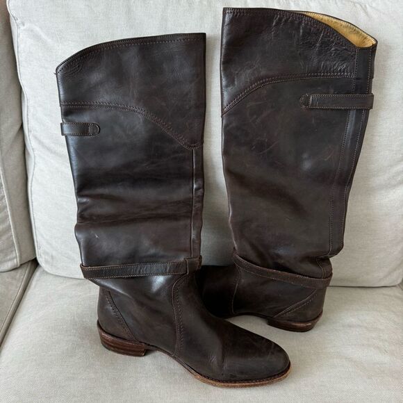 Frye Brown Dorado Knee High Riding Boots - Picture 7 of 8